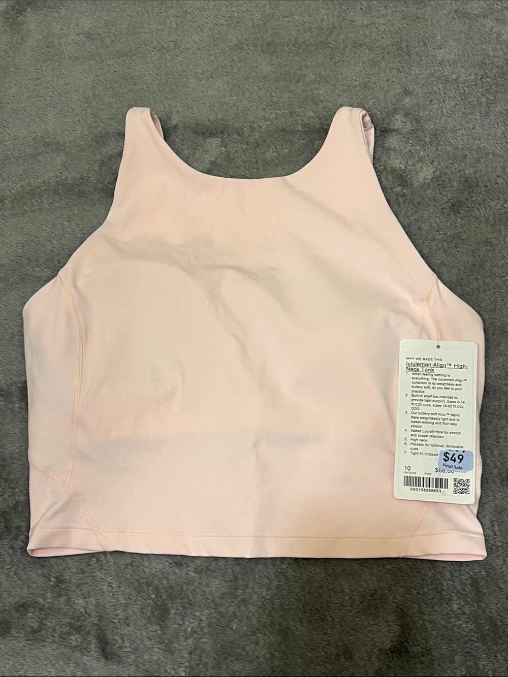 🆕 Lululemon Align High-Neck Tank in Pink Pearl, size 10
